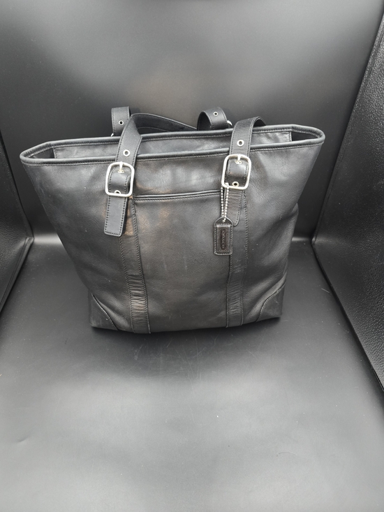 Coach Handbags - Coach Black Leather Tote with Buckle Straps